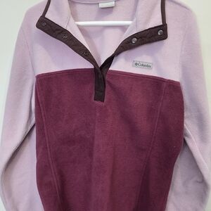 Columbia Two-Tone Fleece Pullover - Light Pink & Plum